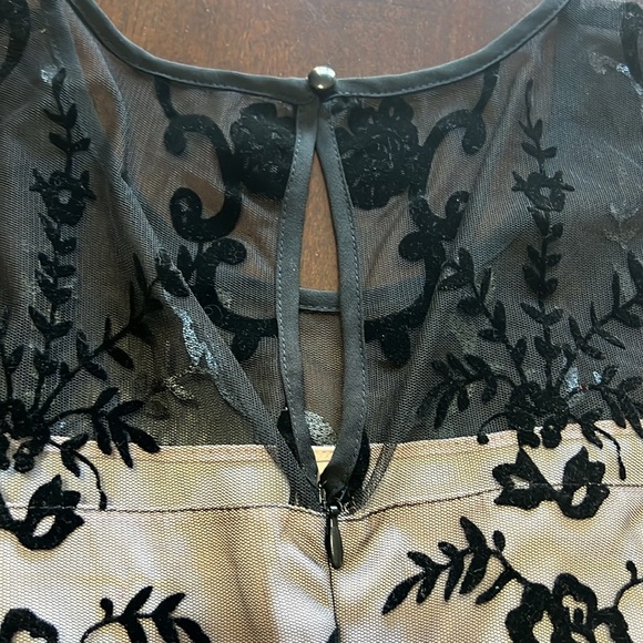 Ricki’s, Size 4, Beautiful Cream Lined, Black Mesh And Faux Velvet Overlay - Picture 7 of 10